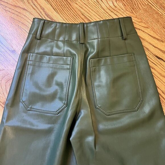 The Colette Faux-Leather Crop Wide-Leg Pants by Maeve Sz25P Forest Green Anthro - Picture 10 of 15